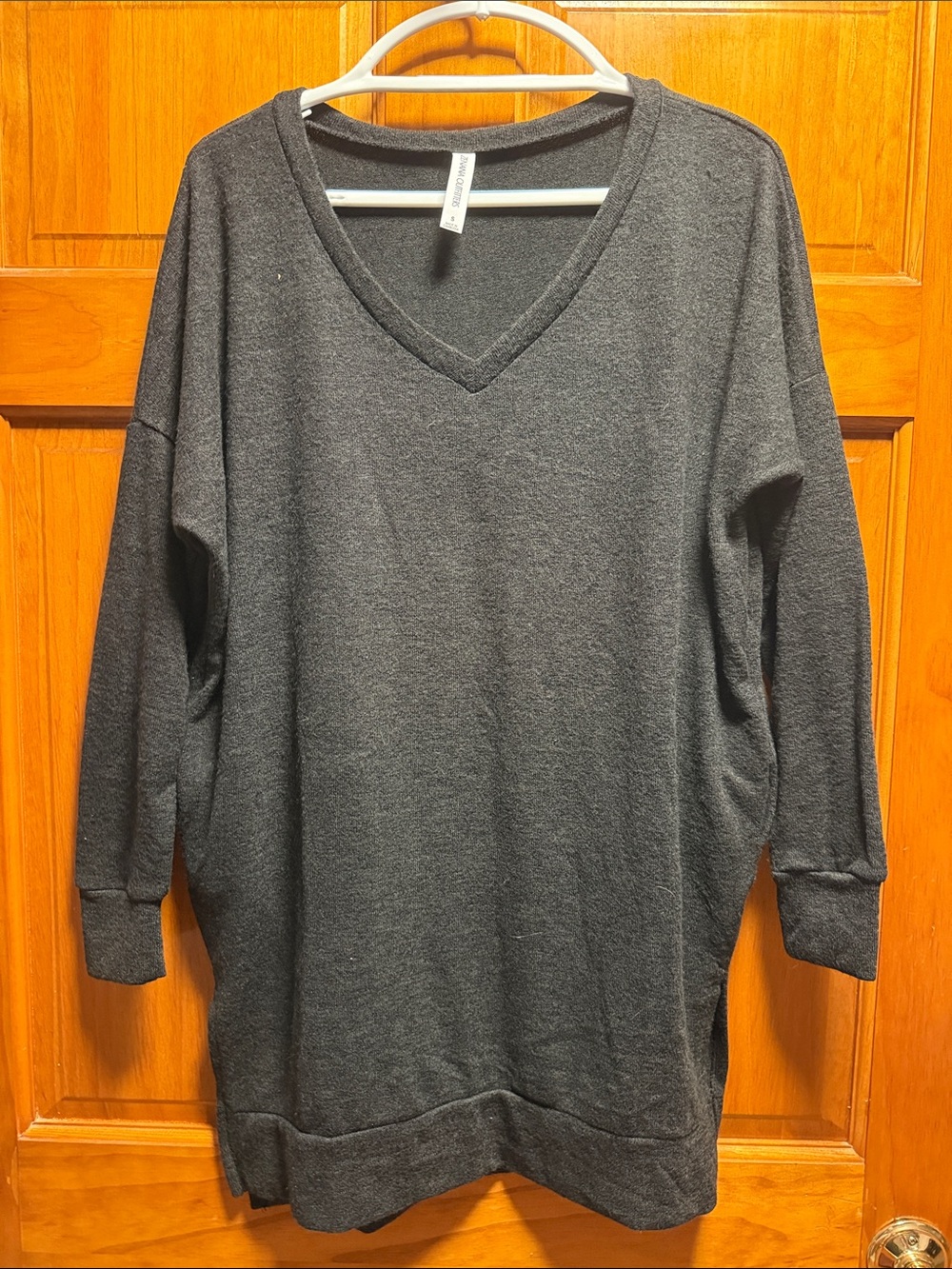 Women's Charcoal Gray V-Neck Sweater Tunic